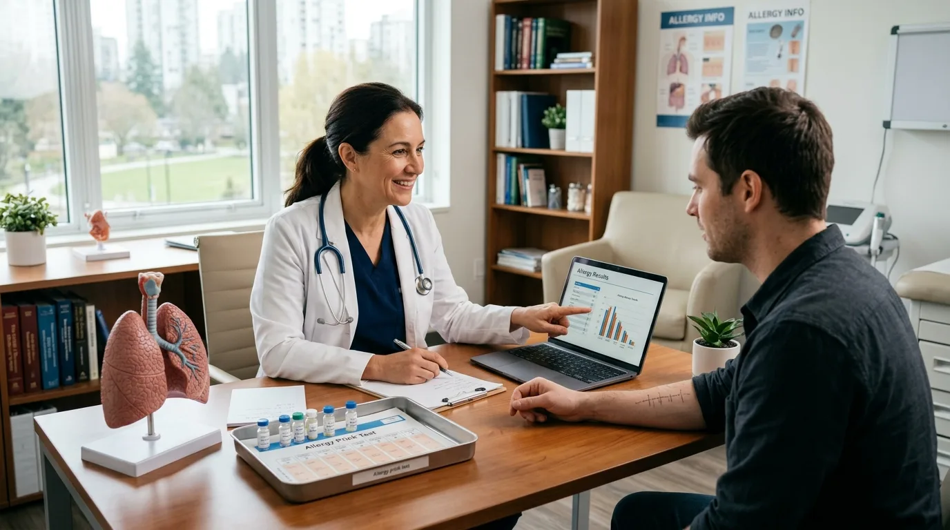 Consulta médica de alergología con especialista en pruebas alérgicas y respiratorias en Clínica Galbis Valencia